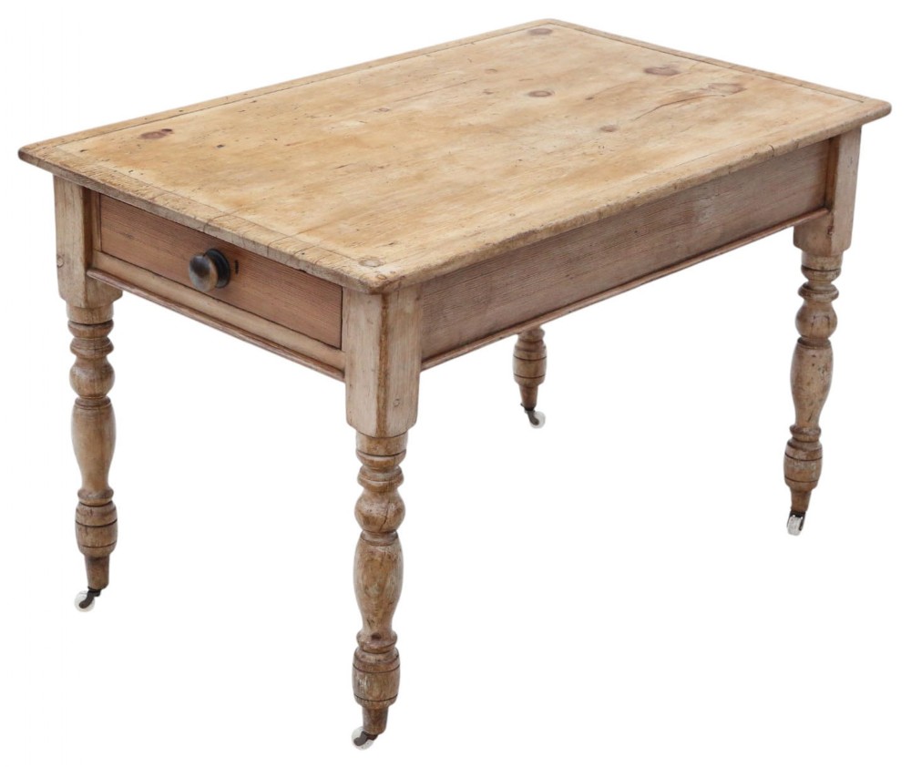Antique 19th Century Pine Dining Table with Two Drawers – Fine Quality