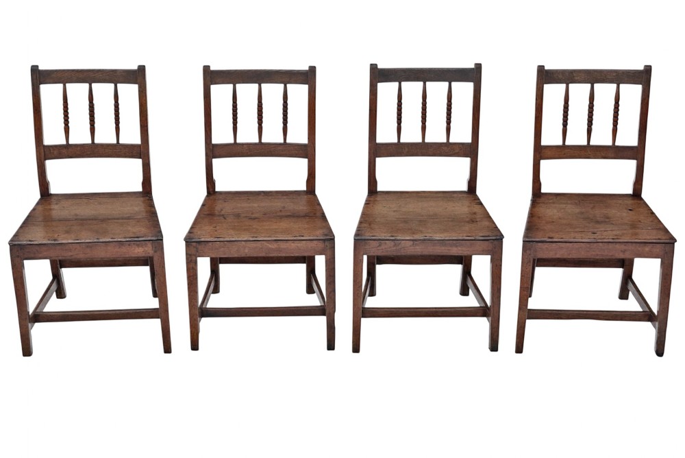 Antique 18th Century Set of Four Oak Dining Chairs