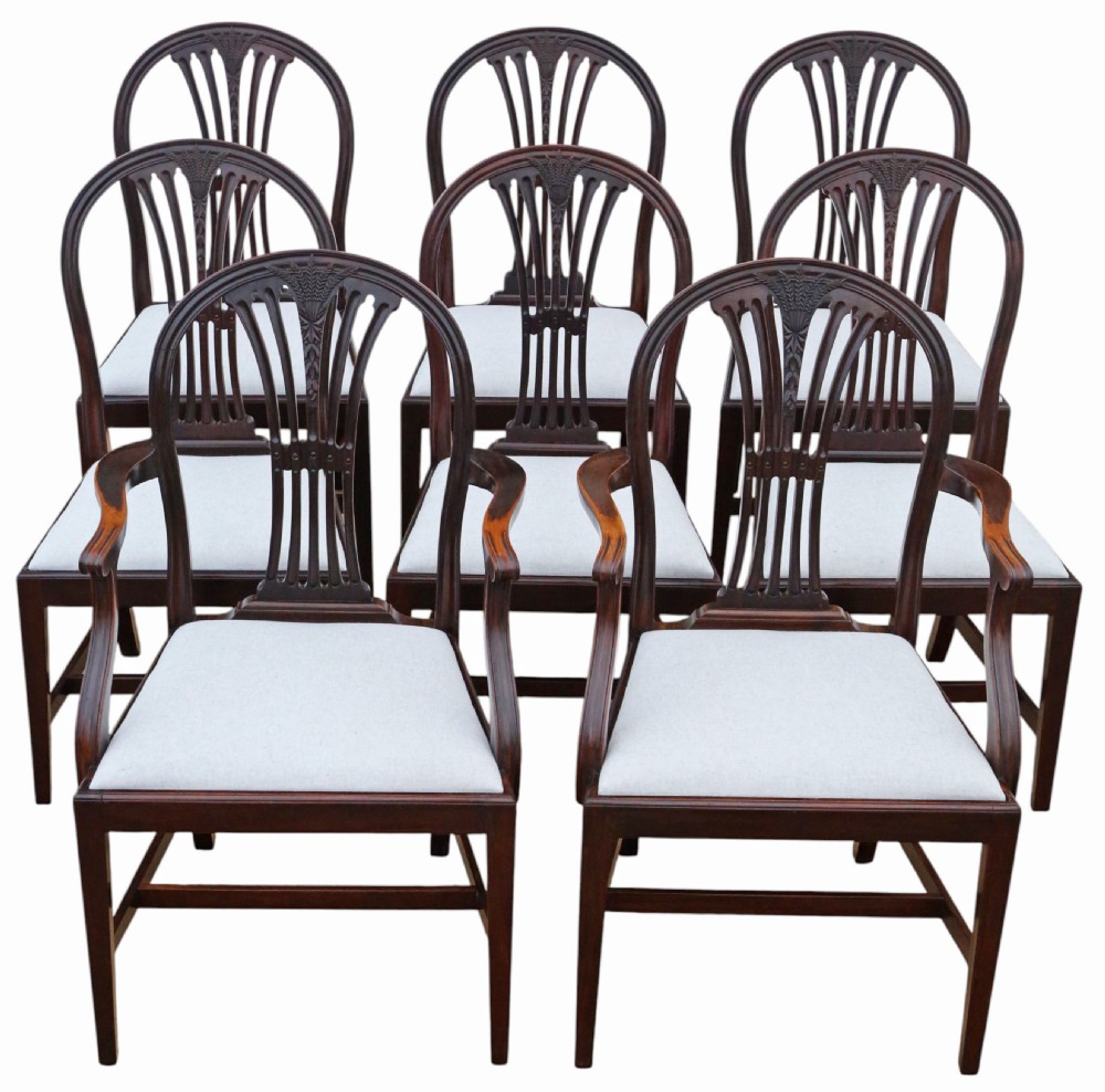 Antique 19th Century Mahogany Dining Chairs – Fine Quality Set of 8 (6+2)