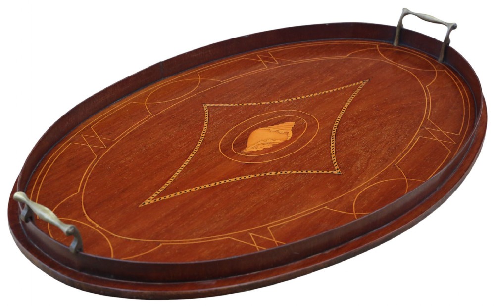 Antique c.1900 Inlaid Mahogany Serving Tray – Fine Quality