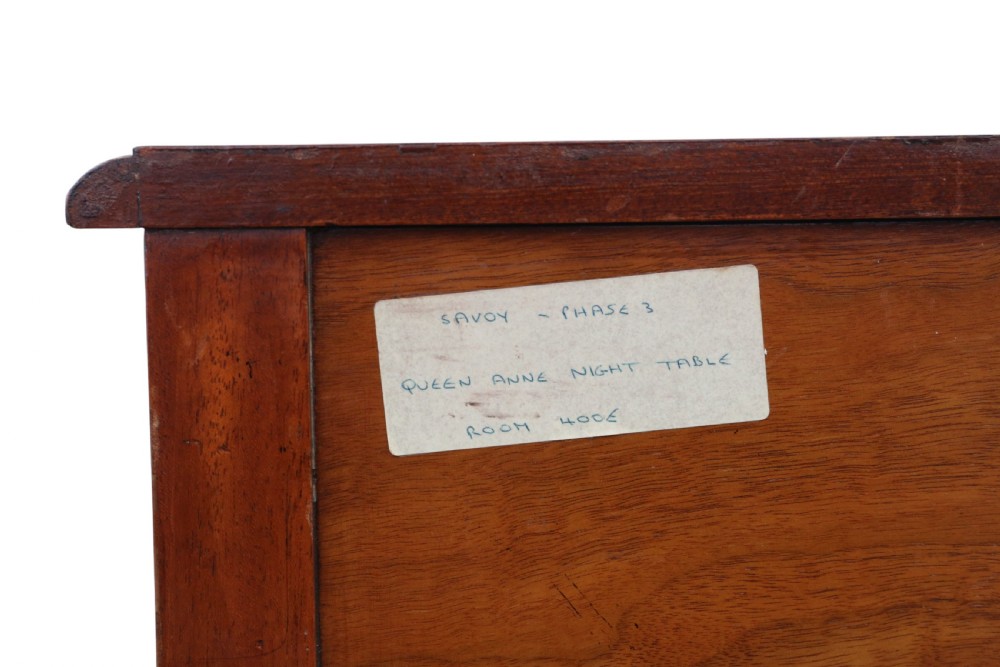 Fine Quality Vintage Mid-Century C1950 Pair of Burr Walnut Bedside Tables from The Savoy Hotel, London View IX