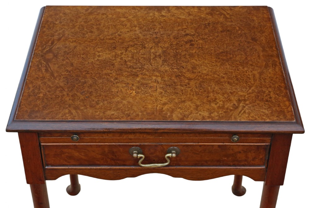 Fine Quality Vintage Mid-Century C1950 Pair of Burr Walnut Bedside Tables from The Savoy Hotel, London View XI