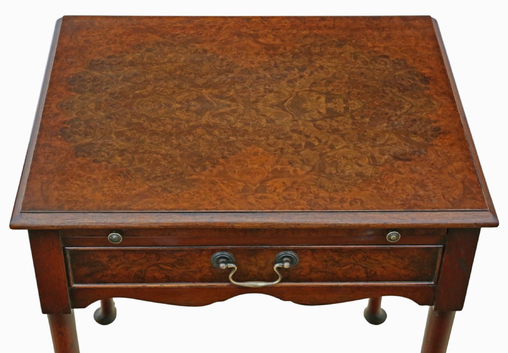 Fine Quality Vintage Mid-Century C1950 Pair of Burr Walnut Bedside Tables from The Savoy Hotel, London View XII