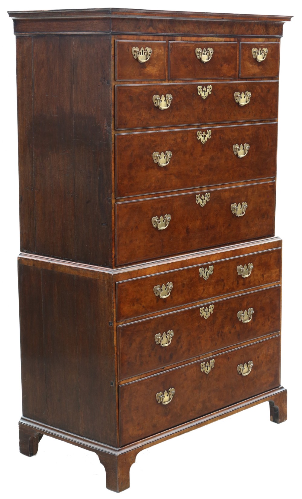 Antique 18th Century Burr Walnut Tallboy Chest-on-Chest of Drawers- Fine Quality