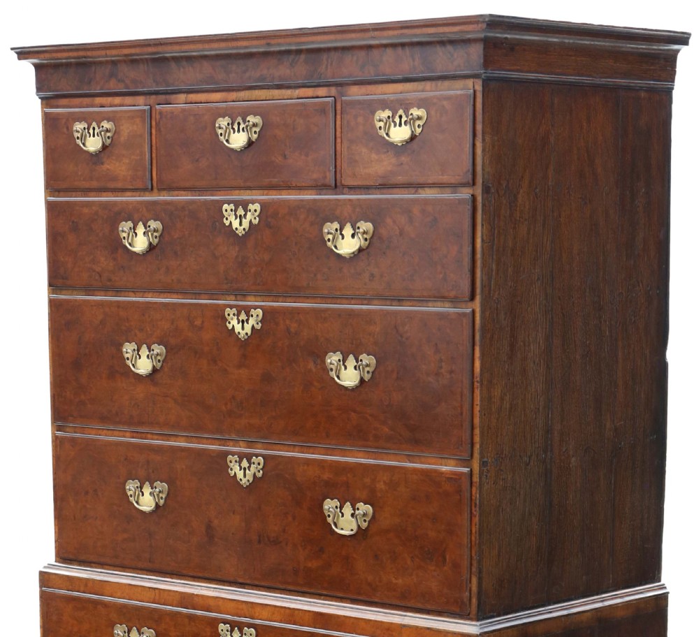 Antique 18th Century Burr Walnut Tallboy Chest-on-Chest of Drawers- Fine Quality View IX