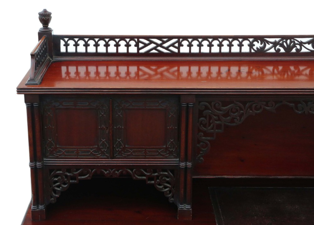 Antique Victorian Mahogany Twin Pedestal Desk by Edwards & Roberts - High Quality View IV