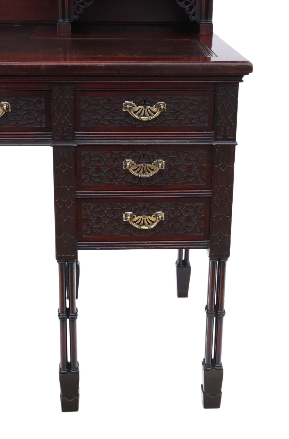 Antique Victorian Mahogany Twin Pedestal Desk by Edwards & Roberts - High Quality View VII