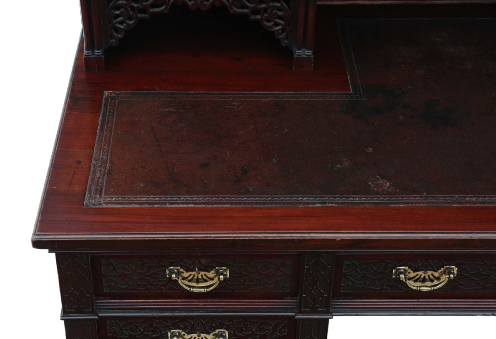 Antique Victorian Mahogany Twin Pedestal Desk by Edwards & Roberts - High Quality View IX
