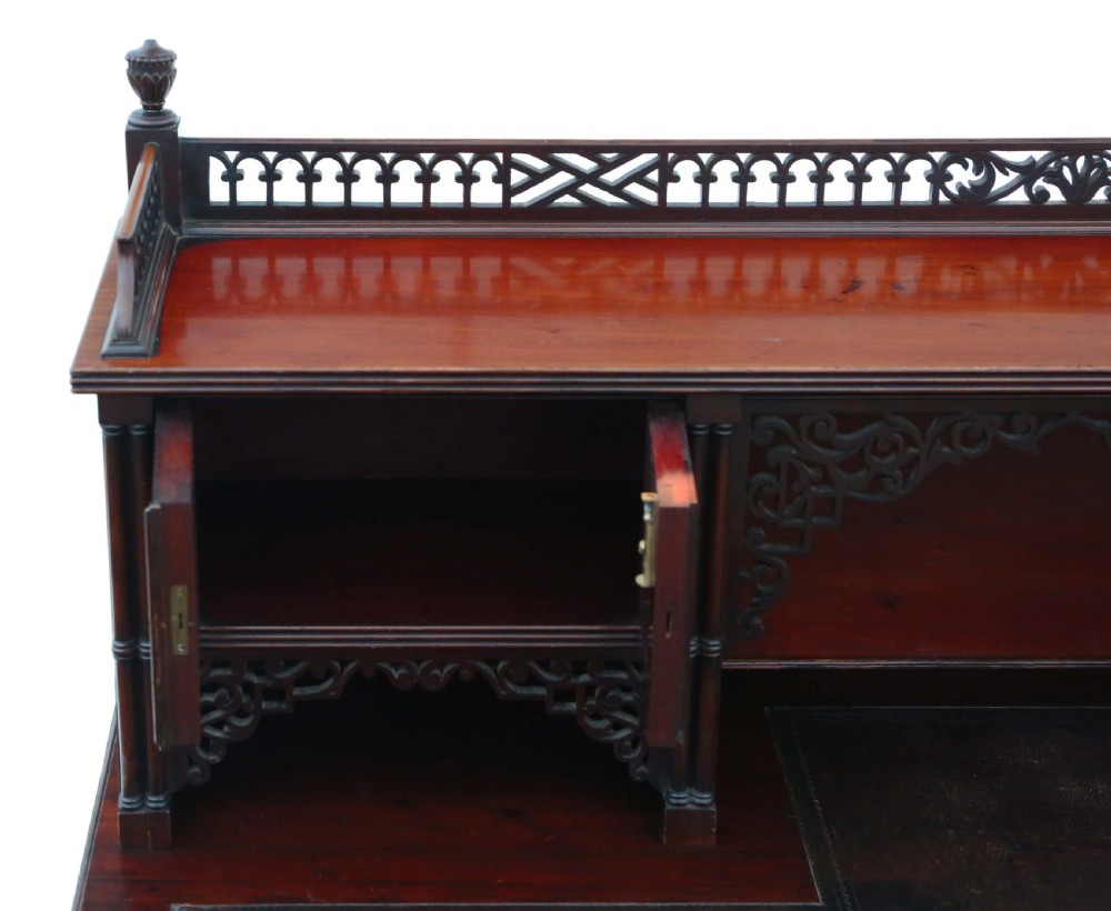 Antique Victorian Mahogany Twin Pedestal Desk by Edwards & Roberts - High Quality View XI