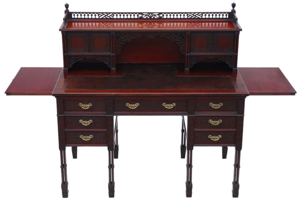 Antique Victorian Mahogany Twin Pedestal Desk by Edwards & Roberts - High Quality View XII