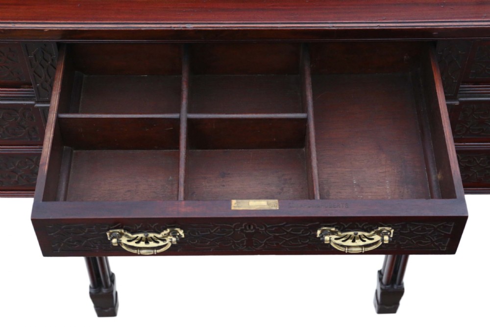Antique Victorian Mahogany Twin Pedestal Desk by Edwards & Roberts - High Quality View XV