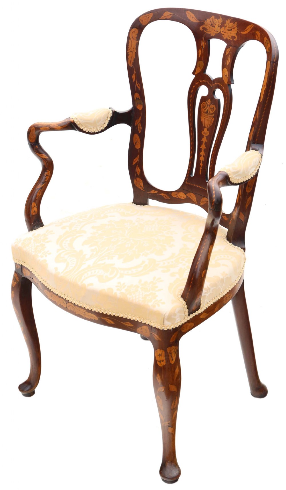 Antique Fine Quality 18th Century Dutch Marquetry Armchair