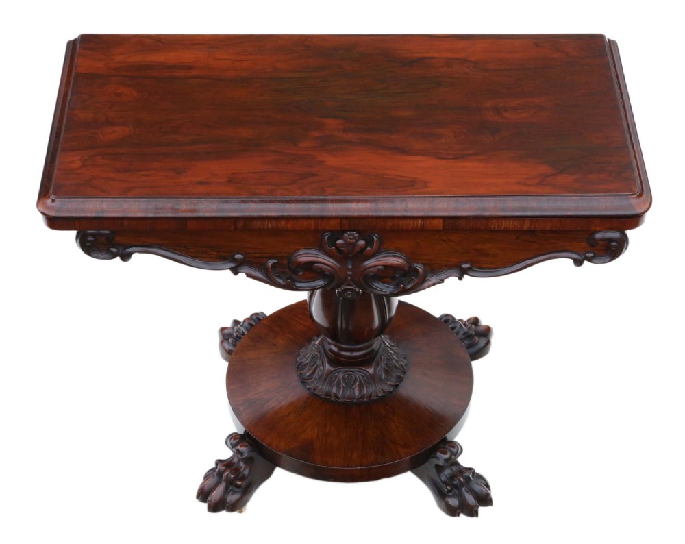 Very Fine quality Regency folding rosewood card tea console table C1825 - 19th Century View II