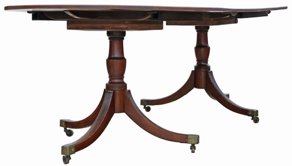 Antique 19th Century ‘D’ End Twin Pedestal Dining Table – Fine Quality View V