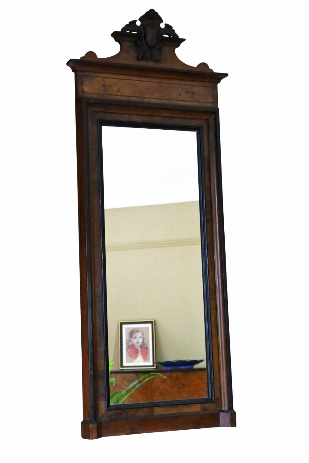 Antique 19th Century Walnut Framed Full-Height Floor Mirror