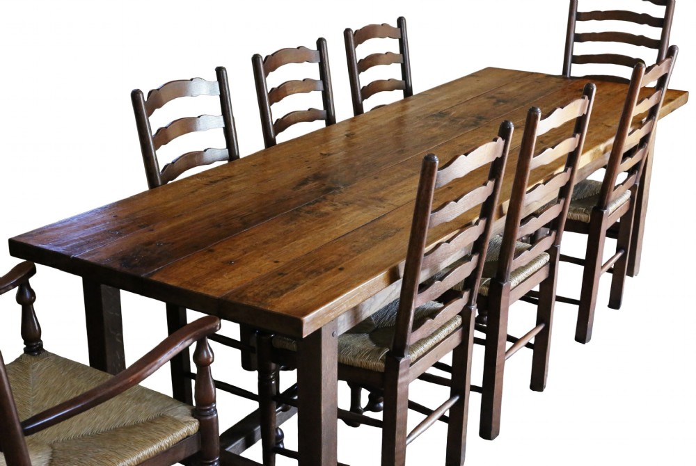 Antique c.1900 Large Oak Dining Table – 8'7”, Fine Quality View VIII