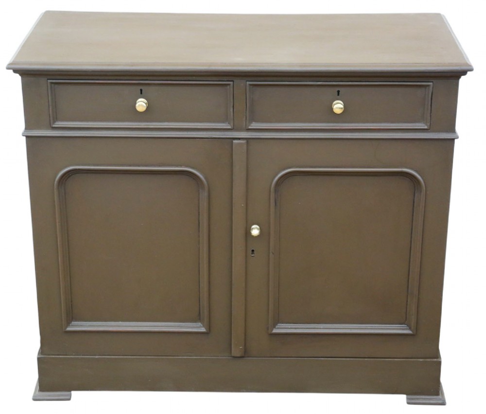 Quality Antique Chocolate Painted Cupboard Sideboard 19th Century
