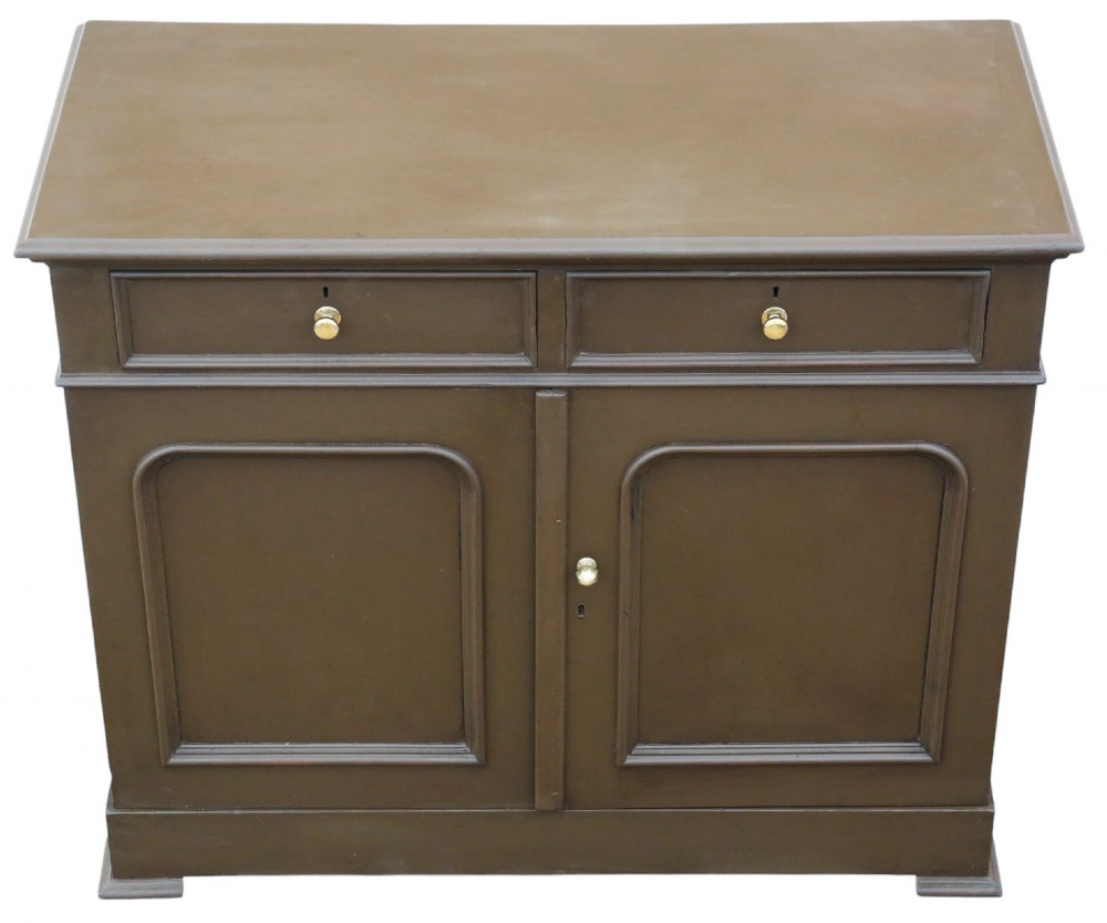 Quality Antique Chocolate Painted Cupboard Sideboard 19th Century View II