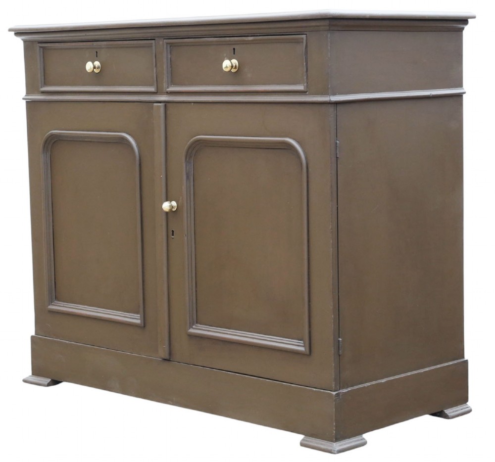 Quality Antique Chocolate Painted Cupboard Sideboard 19th Century View V