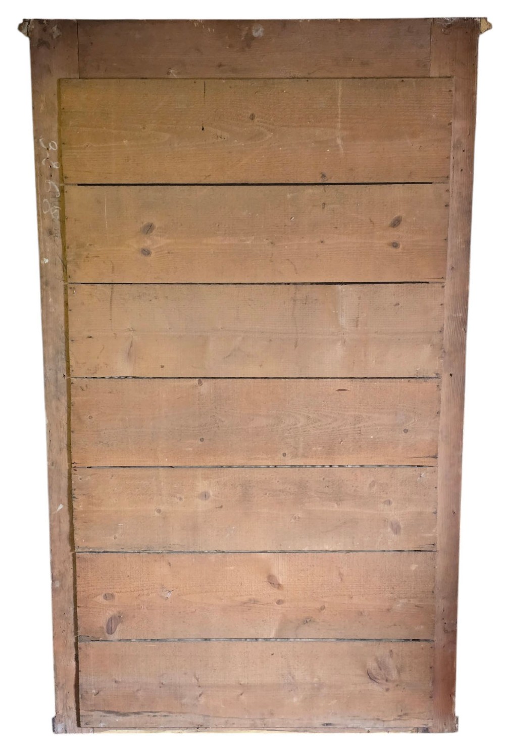 A tall 19th-century gilded overmantel mirror featuring an arched frame, top cresting, and molded lattice frieze. View VI