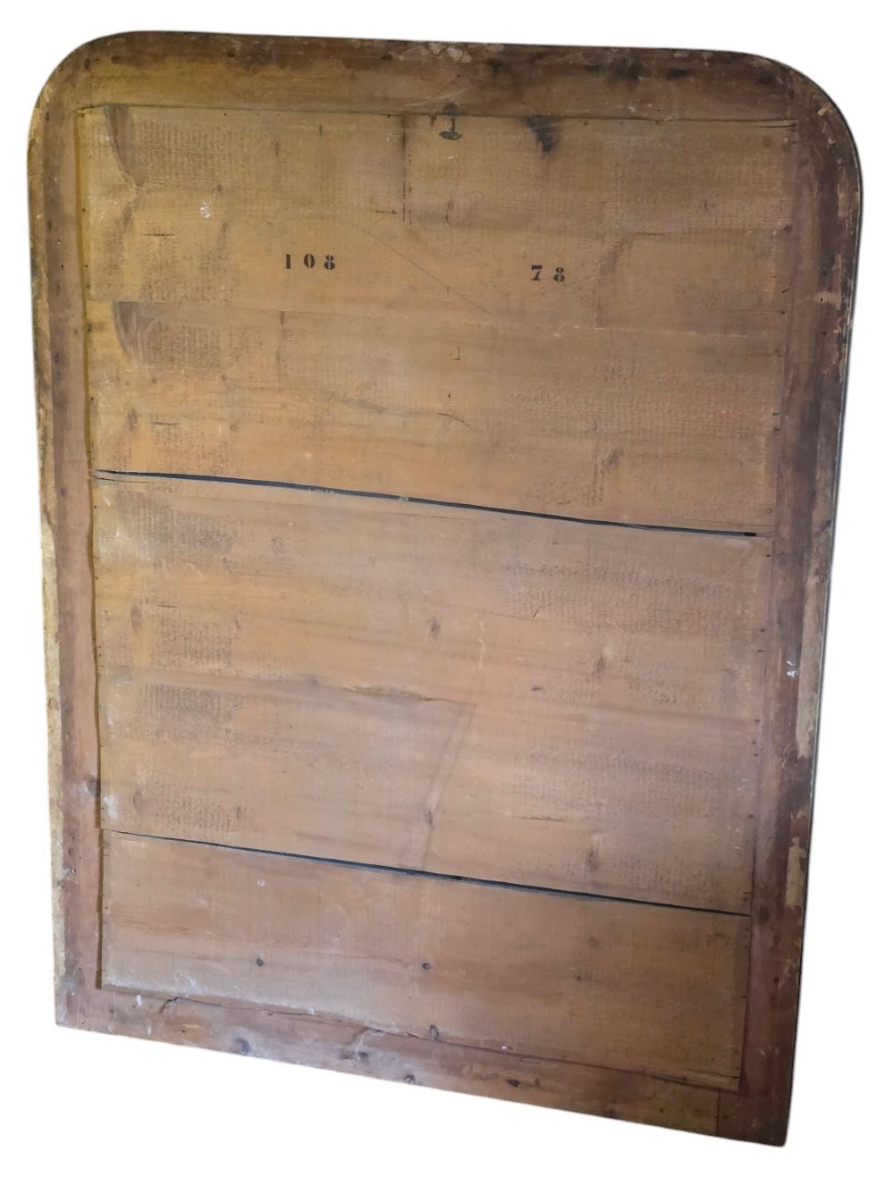 A large rectangular gilt-framed wall mirror featuring rounded top corners and a beaded inner border. View VIII