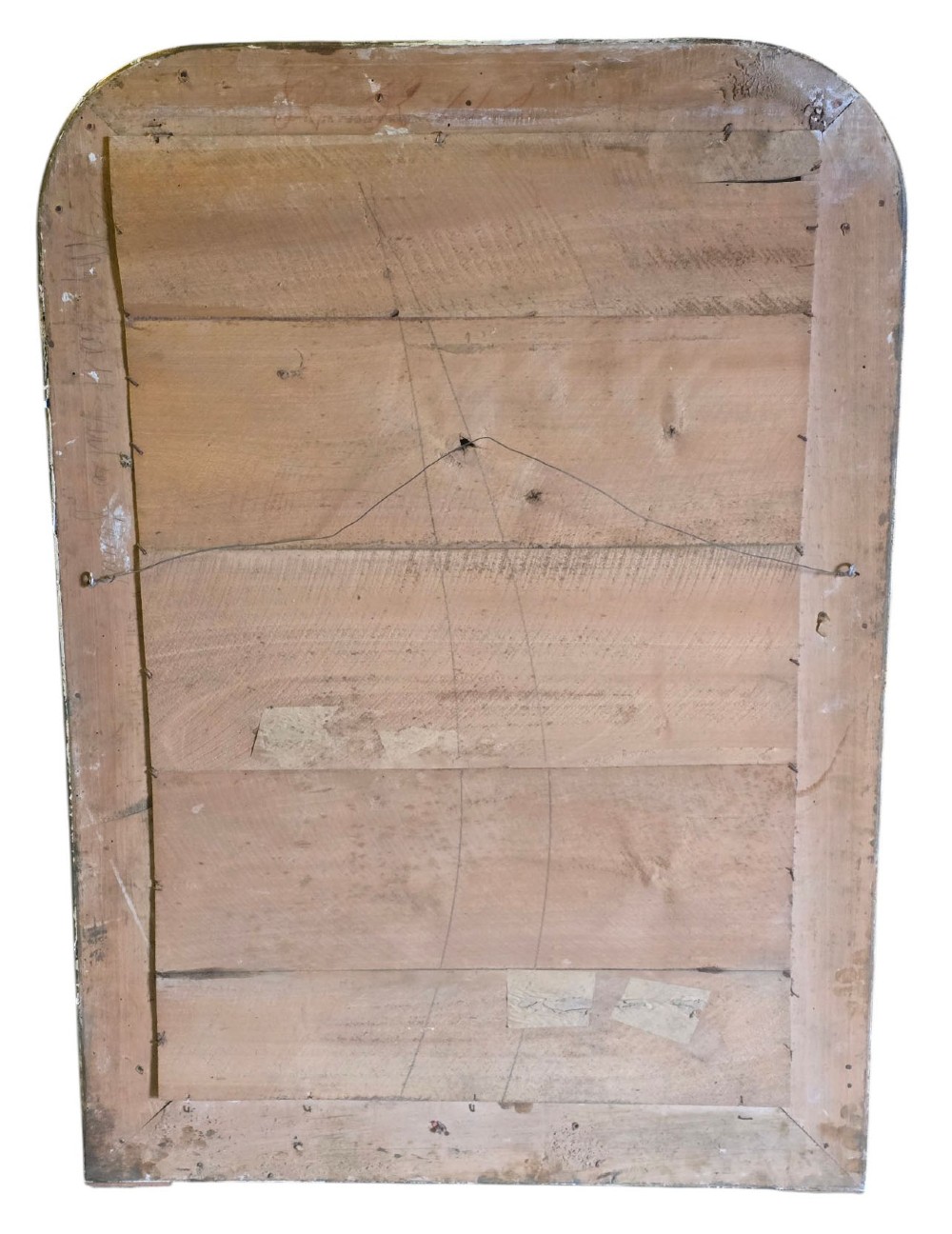 A large late nineteenth-century rectangular overmantel mirror with rounded upper corners, an intricate foliate carved gilt frame, and a beaded inner border. View VI