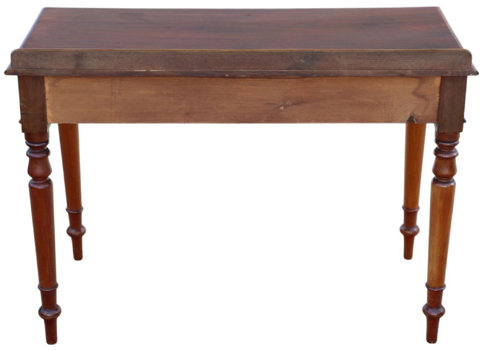 A 19th-century mahogany writing and dressing table featuring two frieze drawers with turned handles, a low gallery back, and tapered turned legs. View VIII