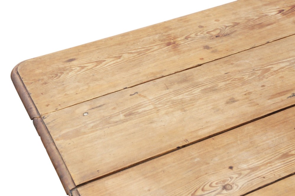 A 19th-century Victorian pine drop-leaf table featuring turned legs, a planked top surface, and a single end drawer with a wooden knob handle. View III