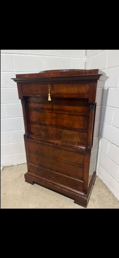 Antique 19th Century Mahogany Biedermeier Secretaire Chest