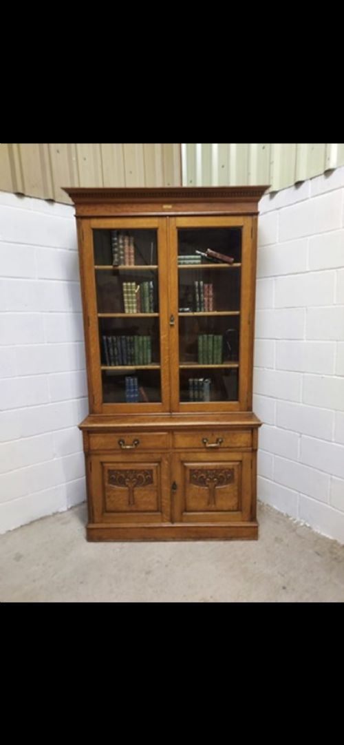 fig 1. Antique Late 19th Century Oak Bookcase
