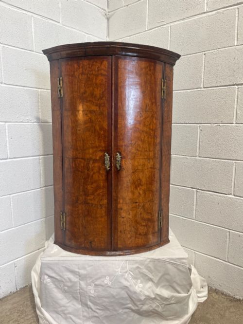 Antique George 3rd Burr Oak Corner Cupboard