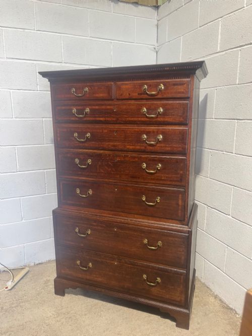 Antique George 3rd Oak Chest On Chest