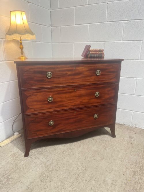 Antique 19th Century Inlaid Mahogany Chest of Drawers