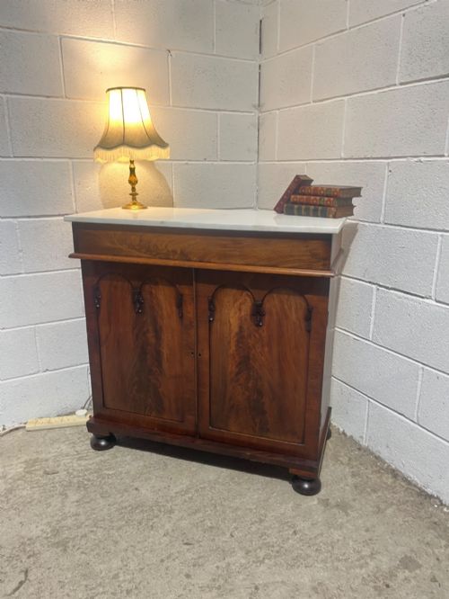 Antique 19th Century Mahogany Marble Topped Cupboard
