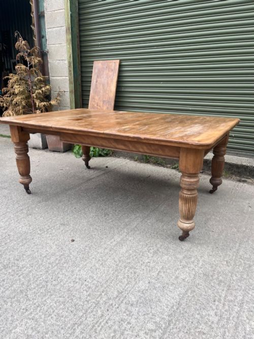 Antique 19th Century Pine Farmhouse Wind Out Dining Table