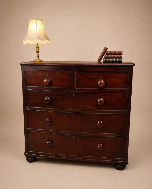 Antique 19th Century Mahogany Bowfront Chest of Drawers