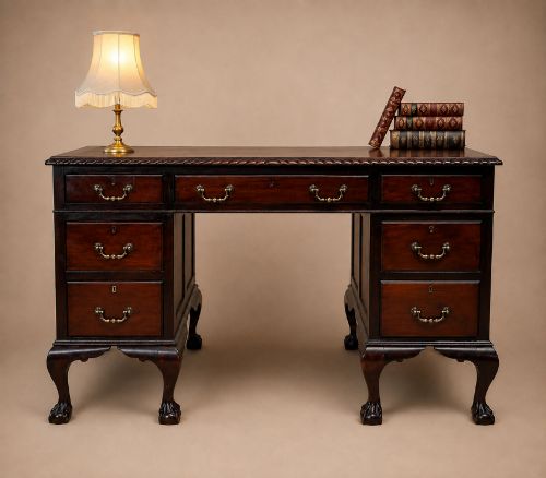 Antique Early 20th Century Mahogany Pedestal Desk