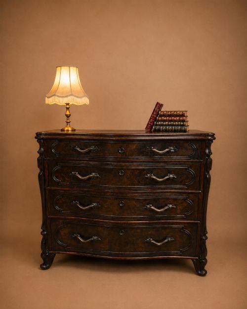 Antique 19th Century French Mahogany Serpentine Chest of Drawers