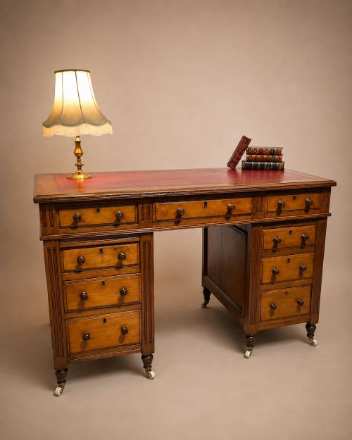 Antique 19th Century Mahogany Free-standing Pedestal Desk