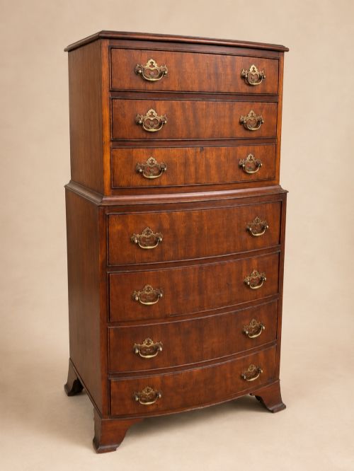 Antique Mahogany Bowfront Chest On Chest