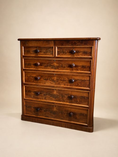 Antique 19th Century Mahogany Five Height Chest of Drawers