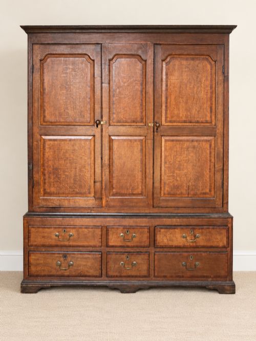 Antique Early 18th Century Oak House Keepers Cupboard