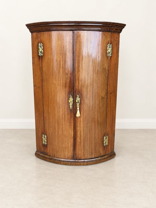 Antique Georgian Mahogany Bowfront Corner Cupboard