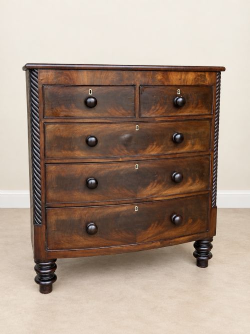 Antique 19th Century Mahogany Bowfront Chest of Drawers