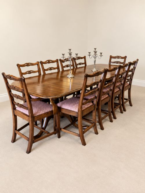 Antique Mahogany Dining Table and Ten Chair