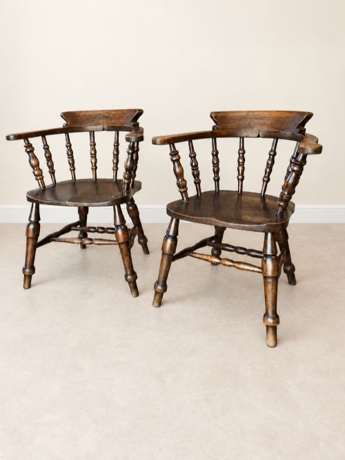 A Pair of Antique 19th Century Captains Chairs