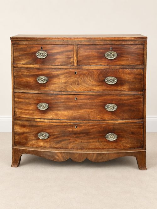 Antique 19th Century Mahogany Bowfront Chest of Drawers
