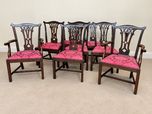 A Set of Eight Antique Chippendale Style Mahogany Chairs