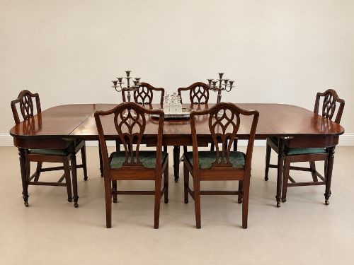 Antique Regency Mahogany D-End Dining Table