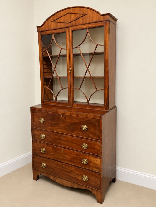 Antique 19th Century Mahogany Secretaire Bookcase